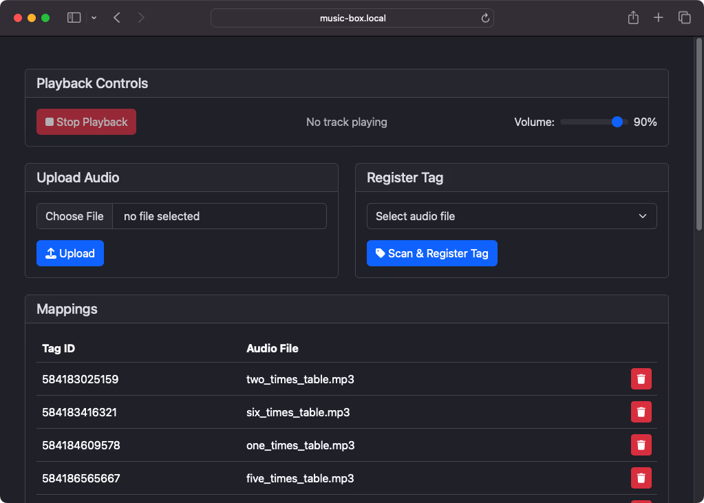 Music Box Web UI